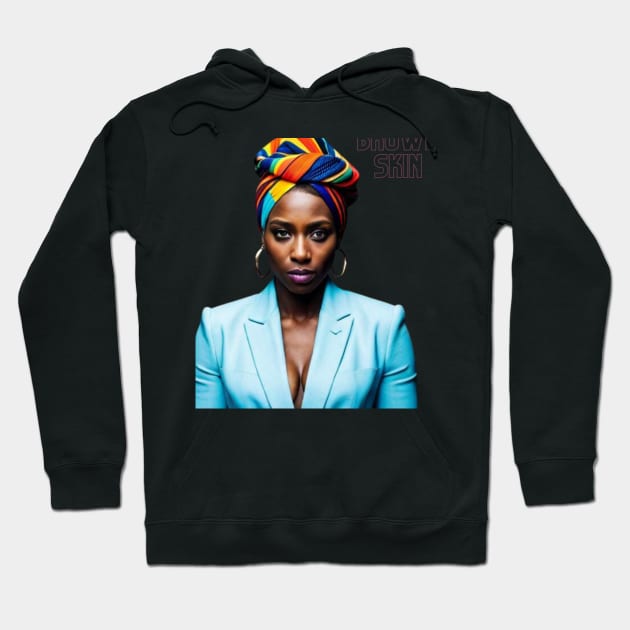 Brown Skin Multi Coloured Head Wrap Hoodie by Brown Skin Garms By Urmajes-Tees 